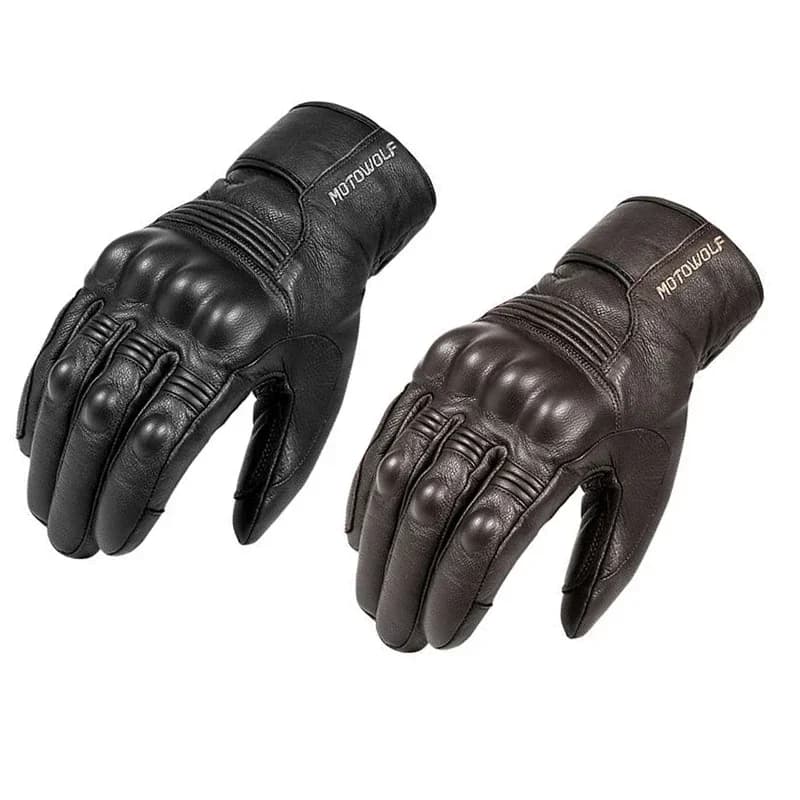 Gants de moto en cuir véritable pour Homme, imperméables, coupe-vent, chauds pour l'hiver, pour écran tactile, pour vélo et voiture