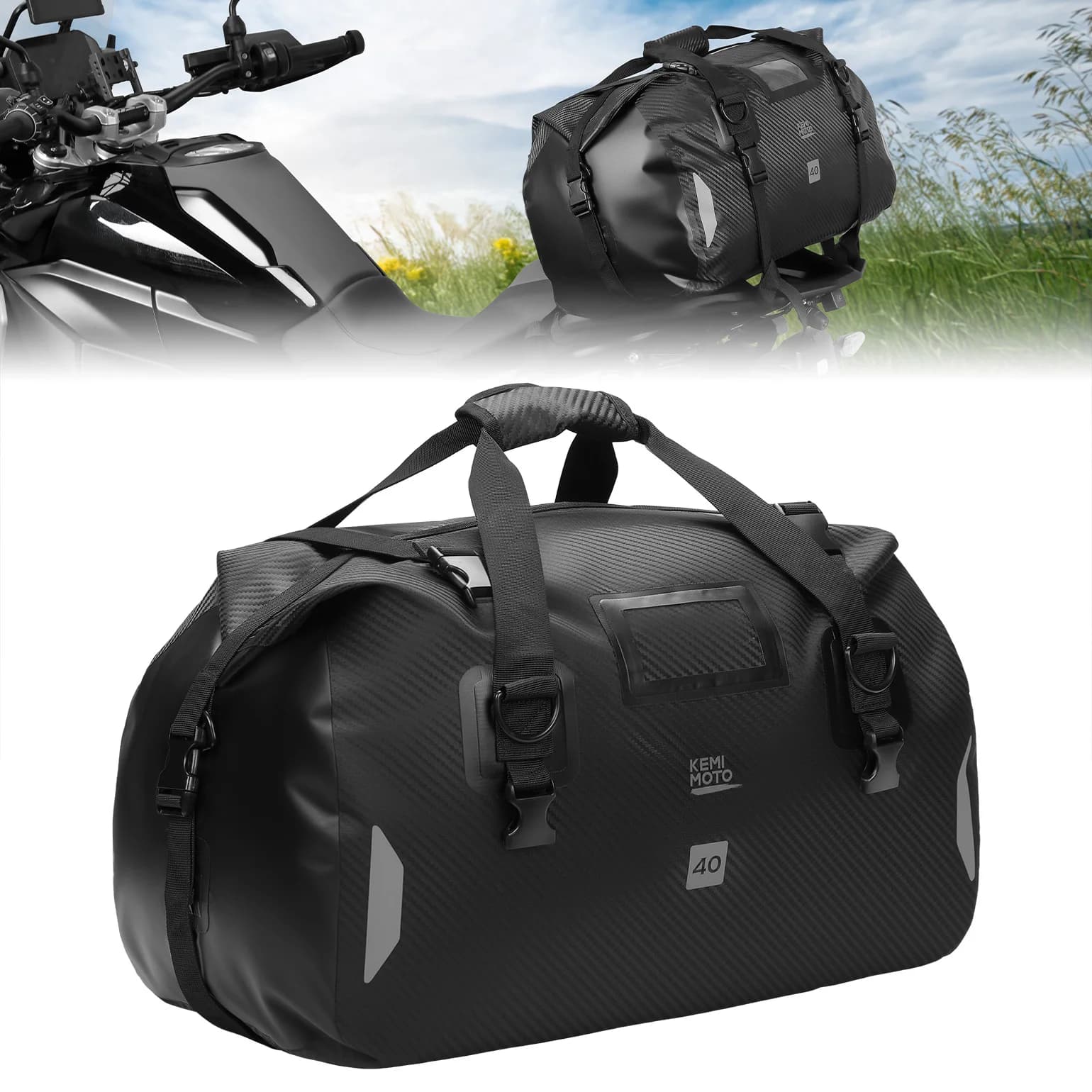 Sac arrière étanche pour moto, sacoches, sac à dos multifonctionnel sec, sacs de bagages de voyage souples pour siège arrière de moto