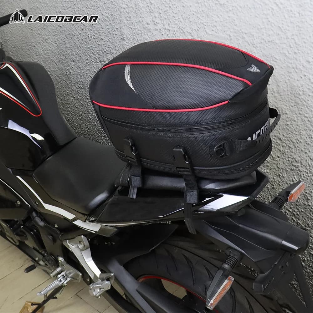 Sac arrière de moto noir, étanche, bagage de voyage pour conducteur, sac de siège arrière, sac de selle de grande capacité